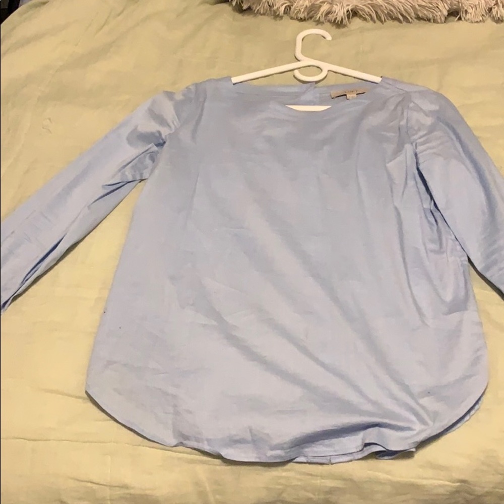 Loft blue button back blouse